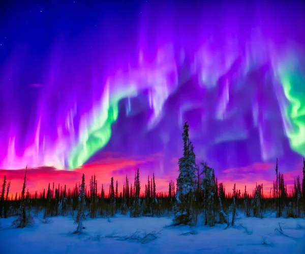 Aurora Borealis Yellowknife Aurora Borealis Norrsken Gulkniv Northwest Territories Kanada — Stockfoto