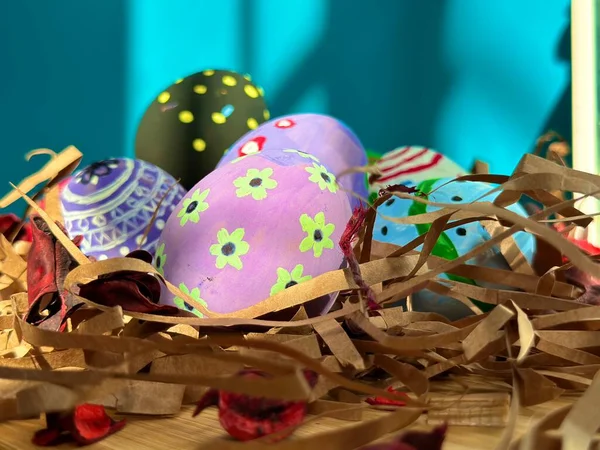 Великодні Яйця Веселе Сімейне Свято — стокове фото