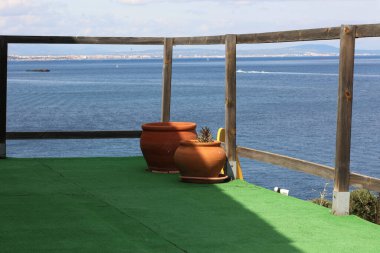 Palma de Mallorca İspanya 'da güneşli bir günde Akdeniz manzarası