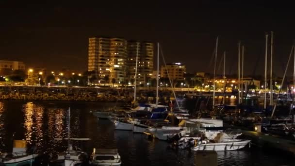 Video Boats Sea Night City — Stock Video