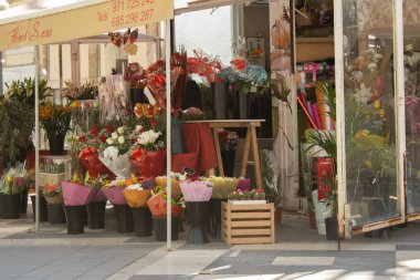 Palma de Mallorca, İspanya - 4 Mart 2025 Palma 'nın merkezinde çiçekçi