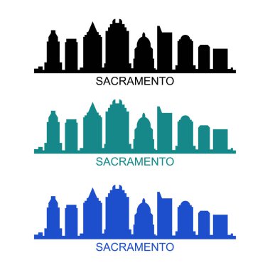 Beyaz arkaplanda Sacramento şehir silueti      