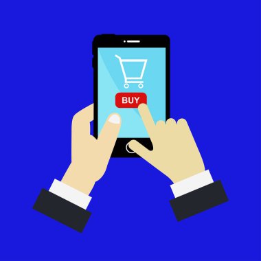 Akıllı telefondan online alışveriş, vektör illüstrasyonu
