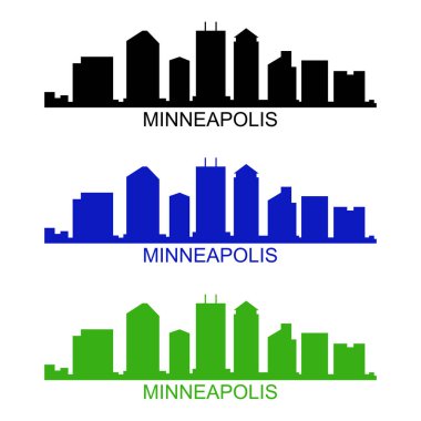 Minneapolis kentsel kenti beyaz arka planda ufuk çizgisi      