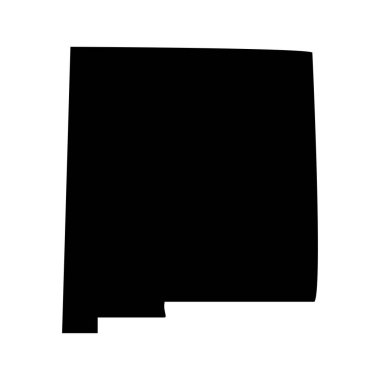 Siyah New Mexico haritası beyaz arka planda izole edilmiş, New Mexico eyaleti, ABD.     