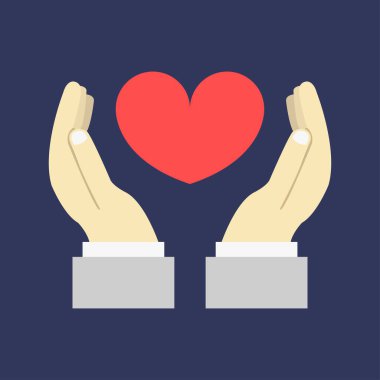 Çerçevenin ortasında kalbi tutan iki el.