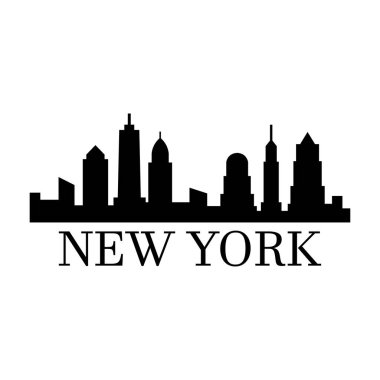 Beyaz arka planda New York şehrinin silüeti                