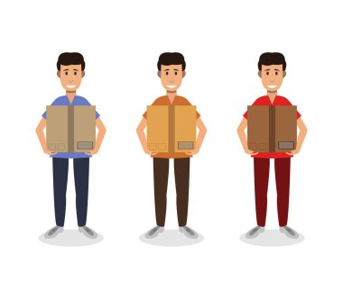 Düz stil erkek avatar karakter seti