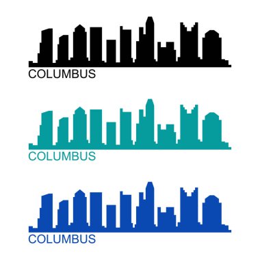 Columbus kentsel şehir beyaz arkaplanda ufuk çizgisi      