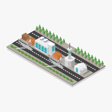 Modern şehir manzarasının izometrik vektörü