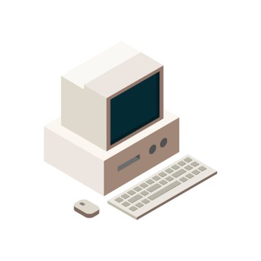 masaüstü bilgisayar simgesi. Beyaz arkaplanda izole edilmiş bilgisayar vektör simgesinin basit bir çizimi