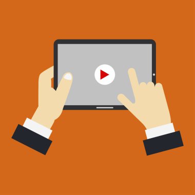Tablet pc simge vektörü ile eller