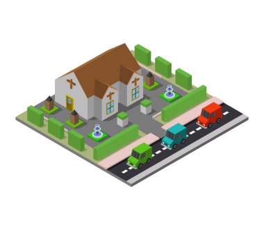 Işık arkaplanındaki kilise simgesi