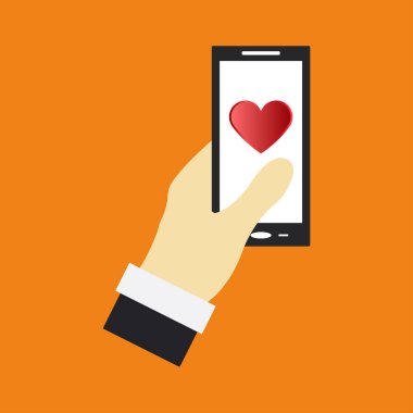 Turuncu arka planda modern akıllı telefon simgesi