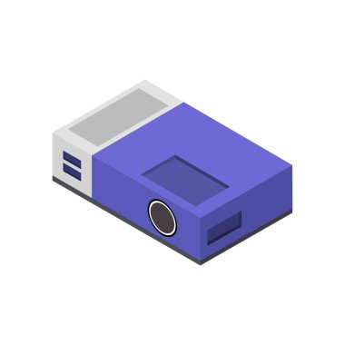 Projektörün beyaz arkaplanda izole edilmiş simge vektörü.