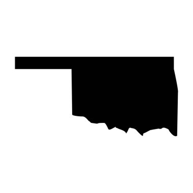 Siyah Oklahoma haritası beyaz arka planda izole edildi, Oklahoma Eyaleti, ABD.     
