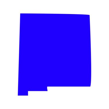 Mavi New Mexico haritası beyaz arka planda izole edilmiş, New Mexico eyaleti, ABD.     