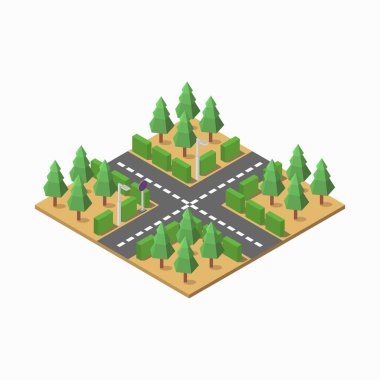 Ağaçlar ve çalılarla çevrili bir yol.