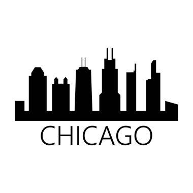 Beyaz arka planda Chicago şehir silueti             