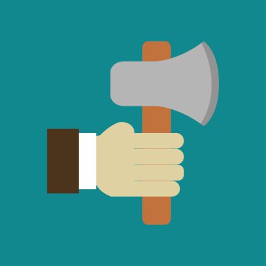 Arka planda el ele tutuşan balta simgesi izole edildi      