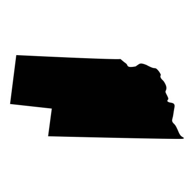 Nebraska haritası beyaz arkaplanda izole edildi, Nebraska Eyaleti, ABD.     