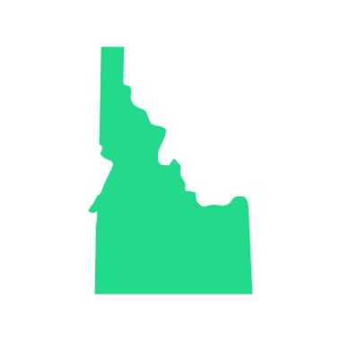 Idaho haritası beyaz arka planda izole edildi, Idaho Eyaleti, ABD.     
