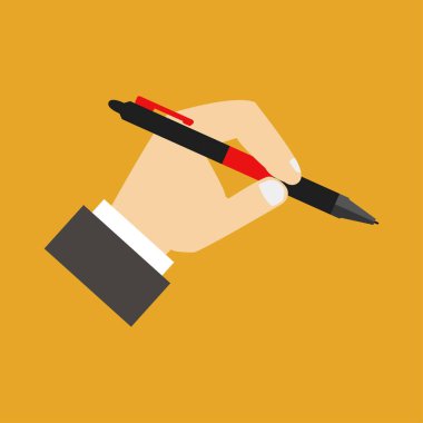 Renk arkaplanında el ele kalem simgesi     