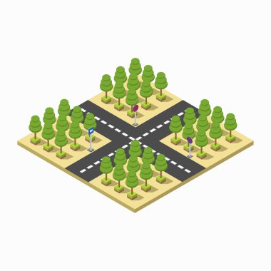 Ağaçları ve ağaçları olan bir yol.