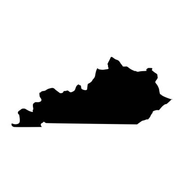 Kentucky haritası beyaz arka planda izole edildi, Kentucky eyaleti, ABD.      