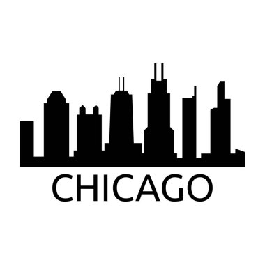 Beyaz arka planda Chicago şehir silueti             