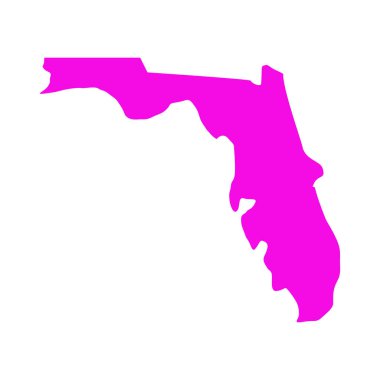 Florida haritası beyaz arka planda izole edildi, Florida eyaleti, ABD.      