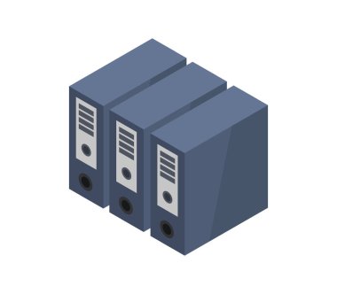 Beyaz arkaplanda izole edilmiş klasörler vektör illüstrasyonu