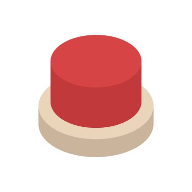 Beyaz arkaplanda kırmızı bir düğme