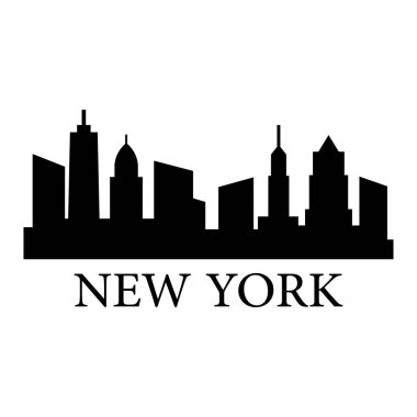 Beyaz arka planda New York şehrinin silüeti                
