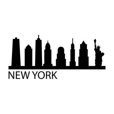 Beyaz arka planda New York şehrinin silüeti                