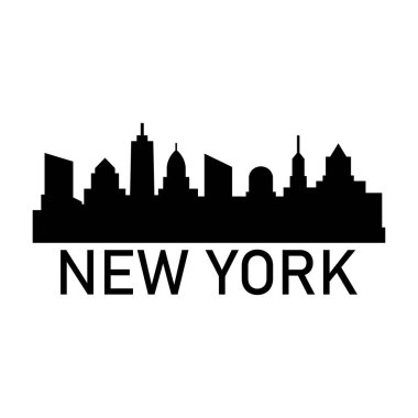 Beyaz arka planda New York şehrinin silüeti                