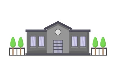 Saat simgesi olan bir ev, vektör basit tasarım 