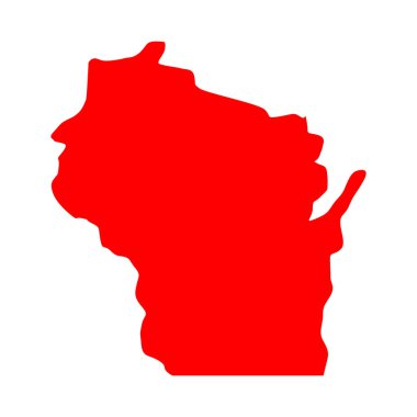 Wisconsin haritası beyaz arka planda izole edilmiş, Wisconsin eyaleti, ABD.      