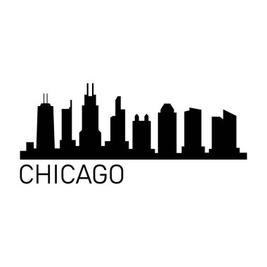 Beyaz arka planda Chicago şehir silueti             