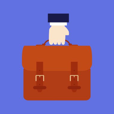 el ele tutuşan bavul simgesi renkli arkaplanda izole edildi