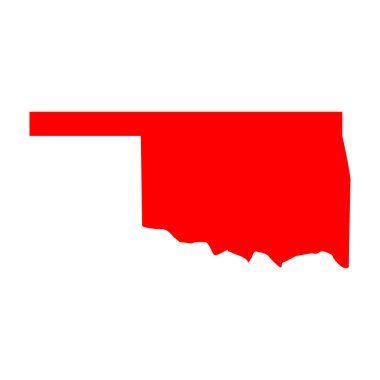 Oklahoma haritası beyaz arka planda izole edildi, Oklahoma Eyaleti, ABD.     