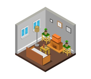 İzometrik iç oturma odası
