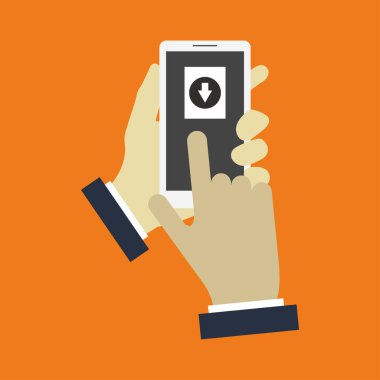 Akıllı telefon simgesi kullanan el