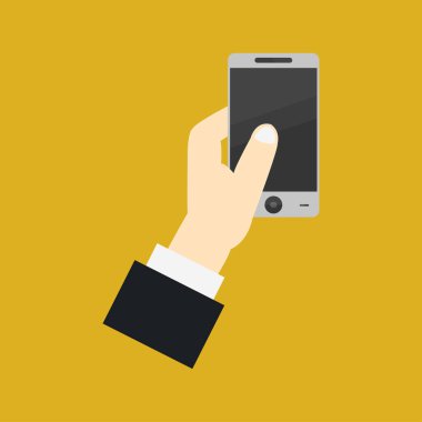 Sarı arkaplanda modern akıllı telefon simgesi