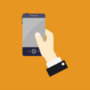 Turuncu arka planda modern akıllı telefon simgesi