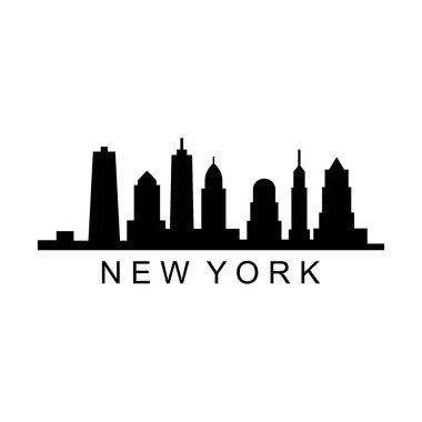 Beyaz arka planda New York şehrinin silüeti                