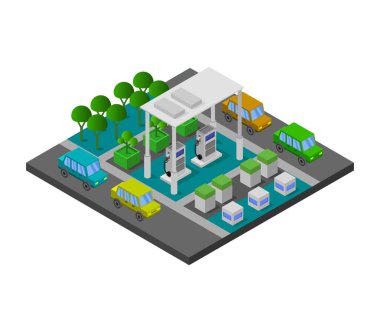 beyaz zemin üzerine benzin istasyonu