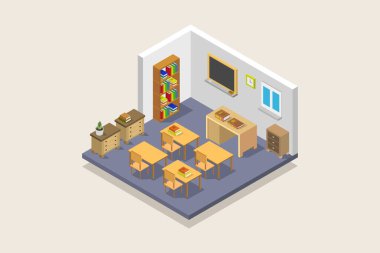 okul binası içi, vektör illüstrasyonu      