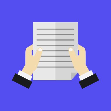 Mavi arkaplanda erkek eli ve belgesinin yakın plan görüntüsü  