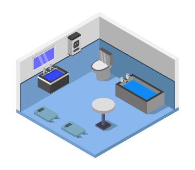 izometrik banyo simgesi, vektör basit tasarım 